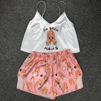 Heidi-Mode | Neuer sexy Damen-Pyjama Pyjama aus Seide im Tiermuster