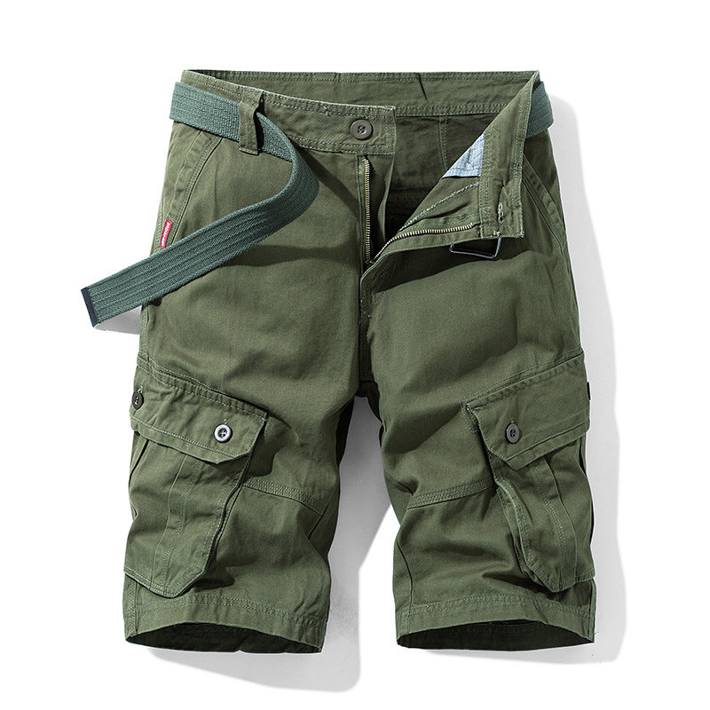 Steven | Solide Farbe Multi-Pocket Cargo Shorts Männer