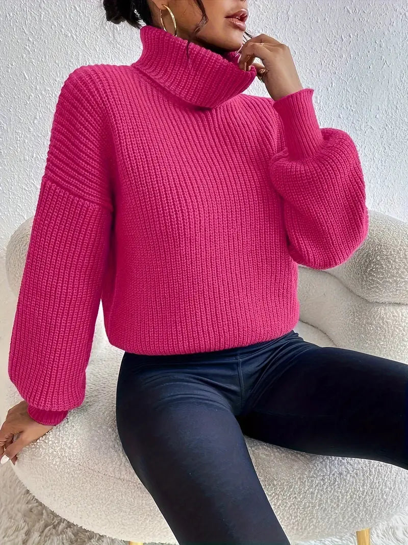 Heidi-Mode | Pullover mit Tropfenschulter, Laternenärmeln und Rollkragen