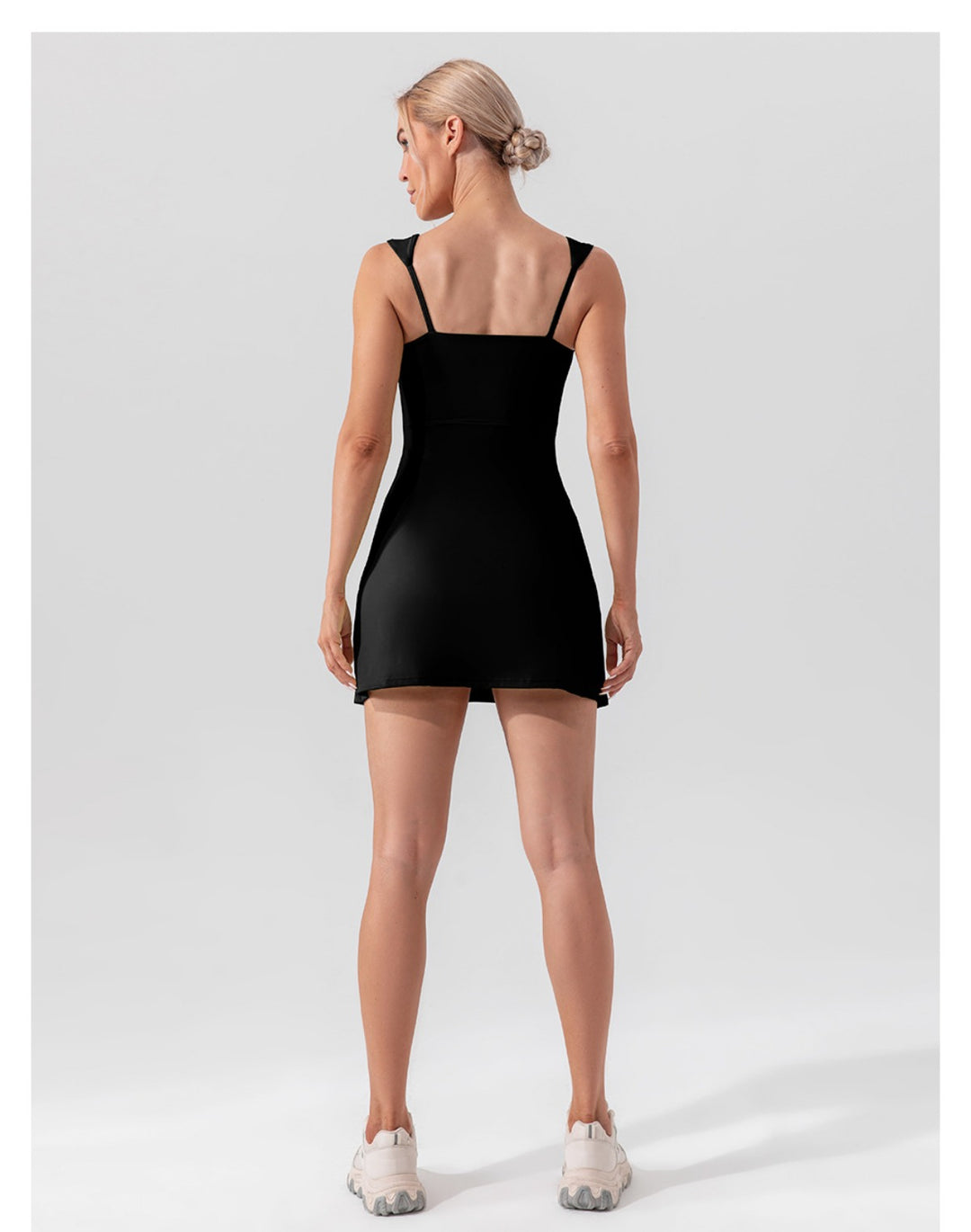 Heidi Mode | Hosenträger einfarbig Yoga Tennisrock leichtes Sportkleid