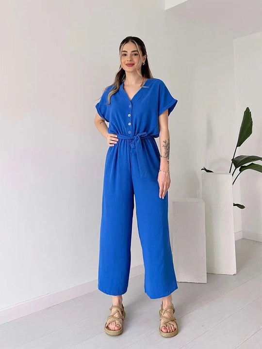 Damen Jumpsuit mit V-Ausschnitt