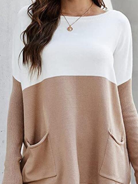Heidi-Mode | Zwei-Ton Pullover mit Taschen