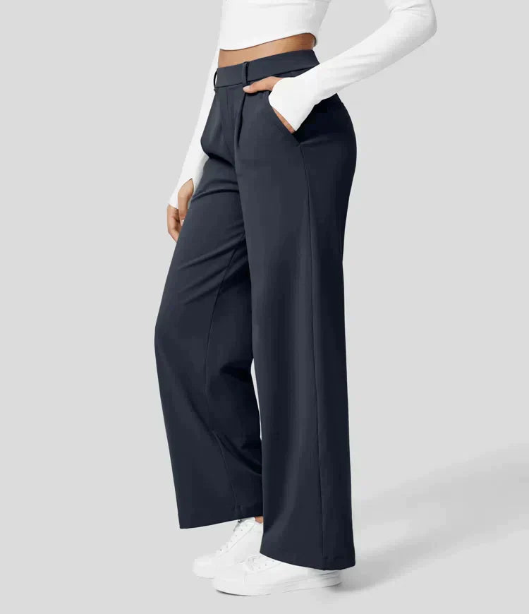 Heidi-Mode | Damen Stretch Hoch Taille Gerade Bein Hose