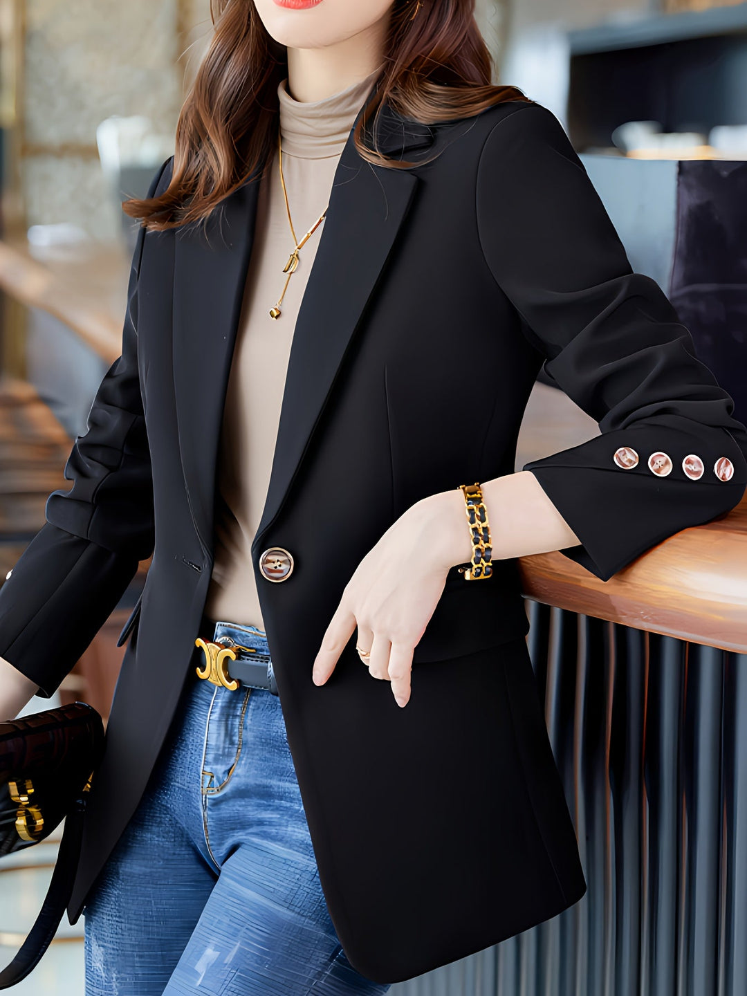 Heidi-Mode - Stilvolle Elegante Lange Ärmel Herbst Blazer für Frauen