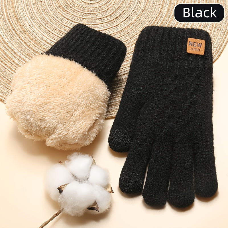 Heidi-Mode | Strick Winterhandschuhe mit Fleece-Futter und Touchscreen-Funktion