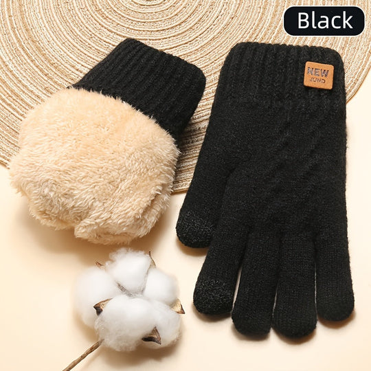 Heidi-Mode | Strick Winterhandschuhe mit Fleece-Futter und Touchscreen-Funktion