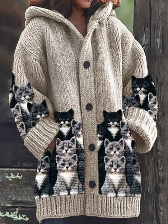 Heidi-Mode | Skurrile Katze Strickjacke