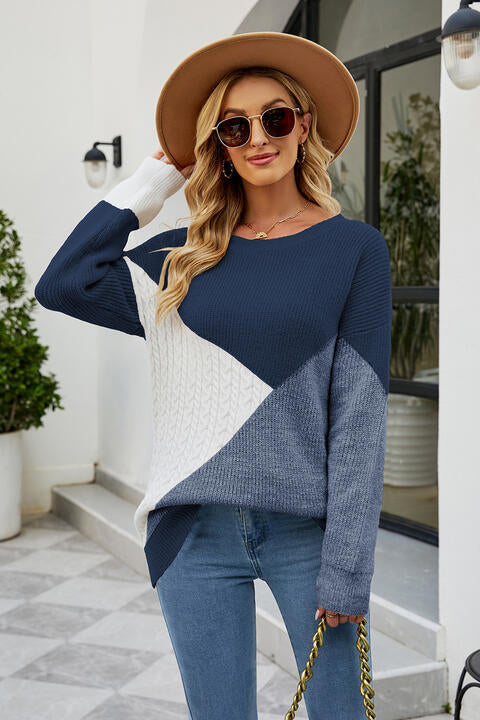 Heidi-Mode | Farbblock Rundhals Pullover