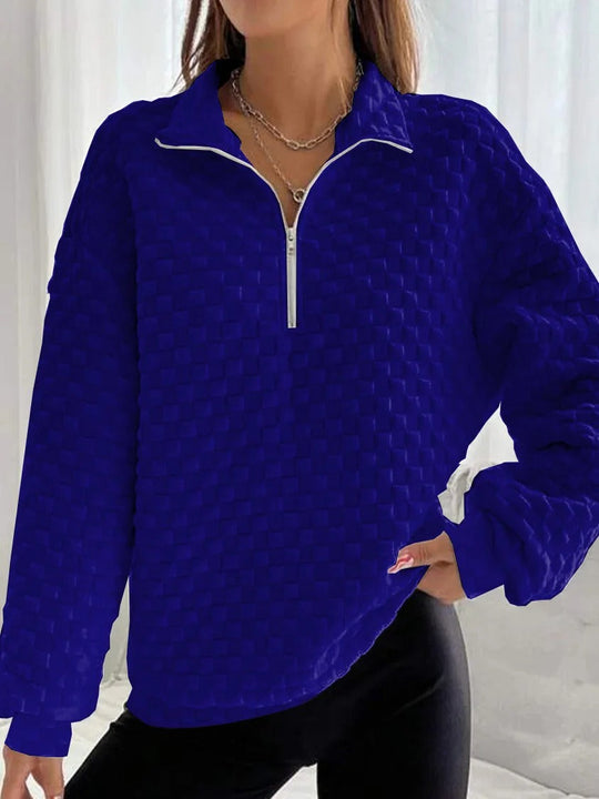 Heidi-Mode | Trendy Stilvolle V-Ausschnitt Zip-Up Pullover