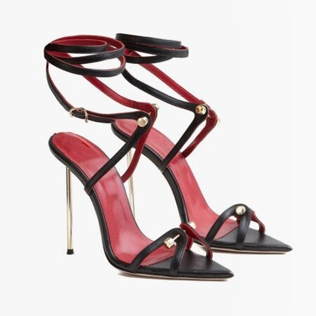 Heidi-Mode | Spitzefuß Metallabsatz Rundabsatz Römischer Stil Schnürschuh Damen