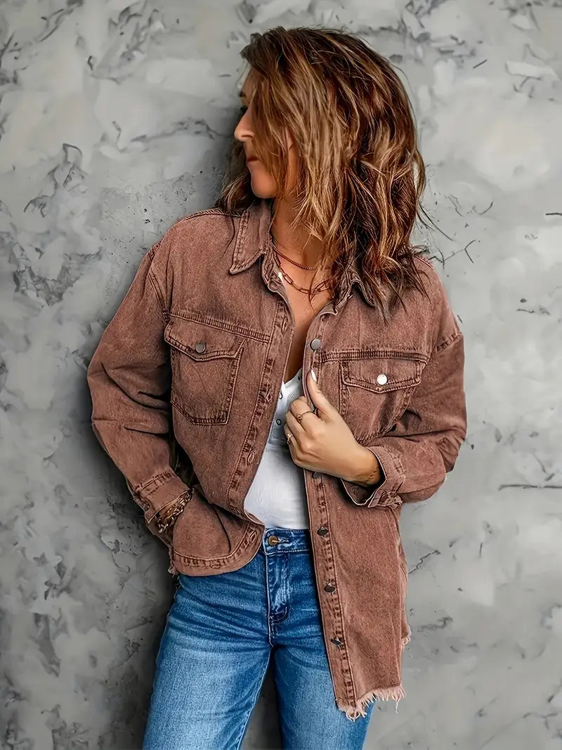 Heidi-Mode | Braune Jacke aus Baumwoll-Denim