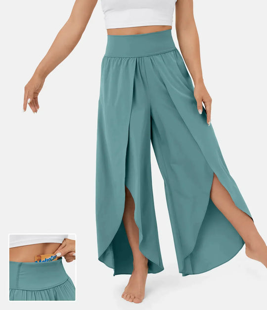 Heidi-Mode | Damen Hose Super Bequeme, Luftige und Elegante Schlaghose mit Integrierten Shorts