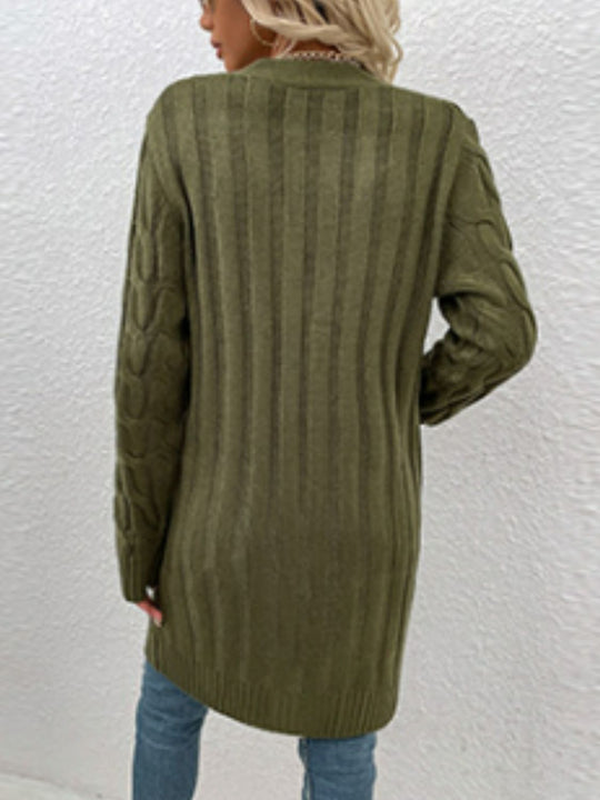 Heidi-Mode | Kabelstrick Knopfverschluss Cardigan mit Taschen