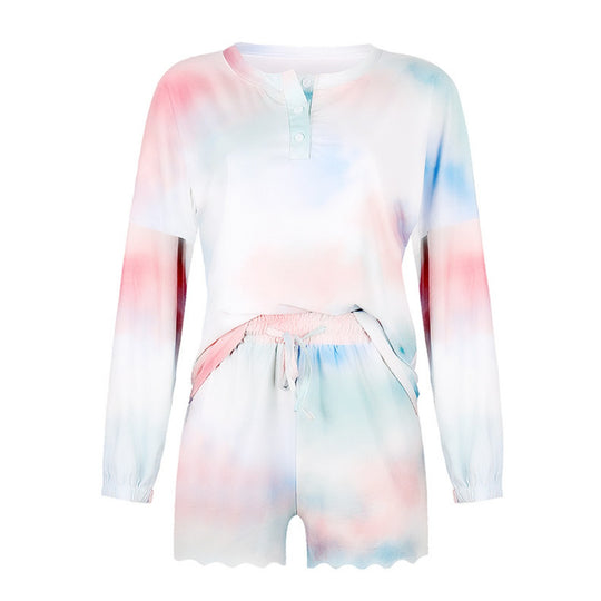 Heidi Mode | Batik bedrucktes Langarm-Shorts-Set