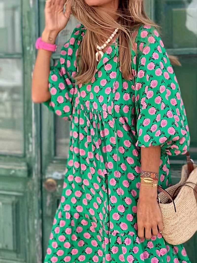 boho maxi jurk met bloemenprint