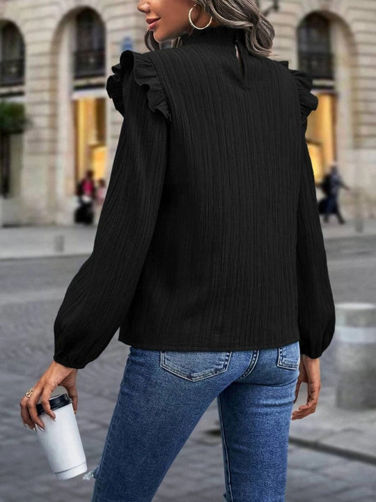 Heidi-Mode | Stehkragen Rüsche Schulter Bluse