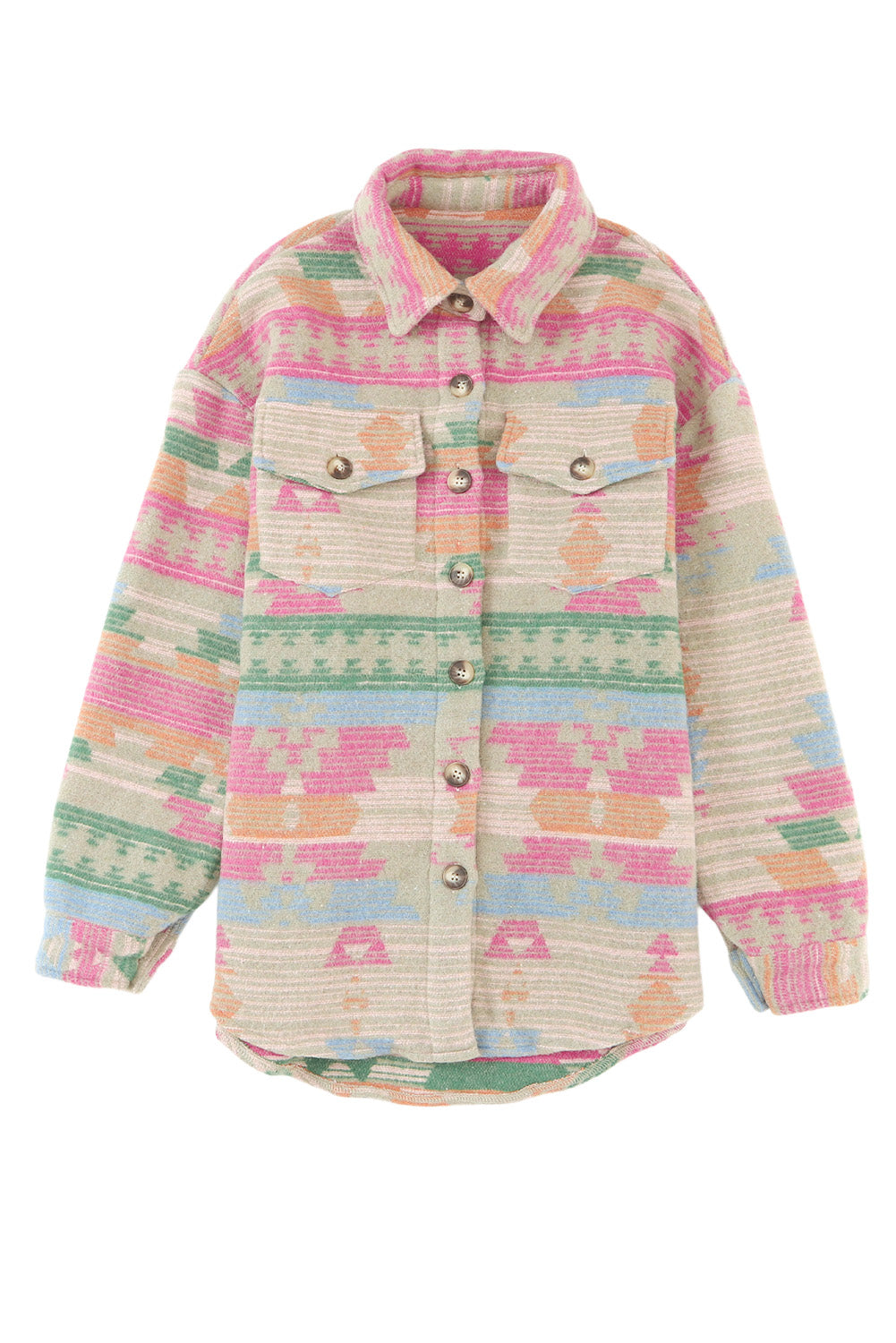 Western Aztec Print Knopfleiste Tasche Shacket