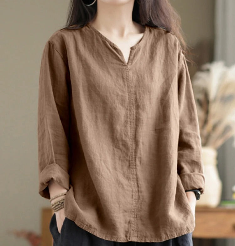 Heidi-Mode | V-Ausschnitt Bluse aus Baumwolle