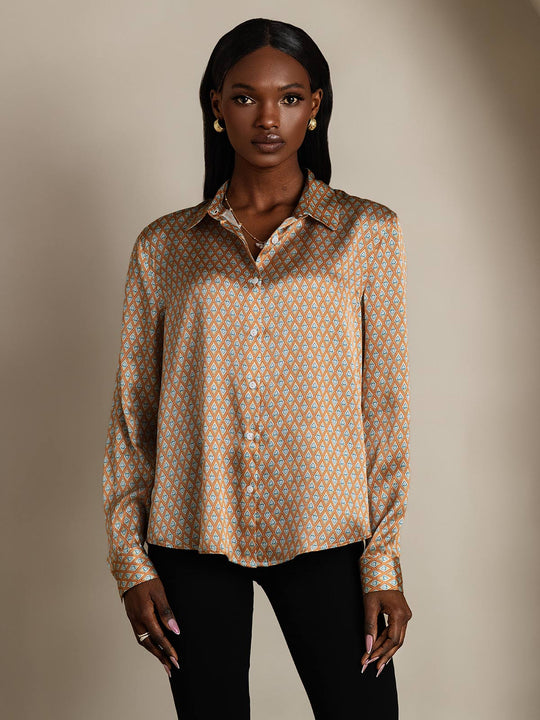 Heidi-Mode | Damen Seiden Basis Militär Revers Hemd