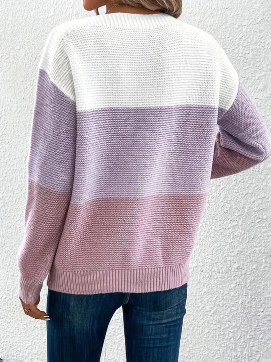 Heidi-Mode | Farbblock-Pullover mit Rundhalsausschnitt