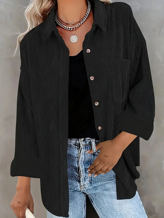 Heidi-Mode | Cordhemd Langarm Bluse für Frauen