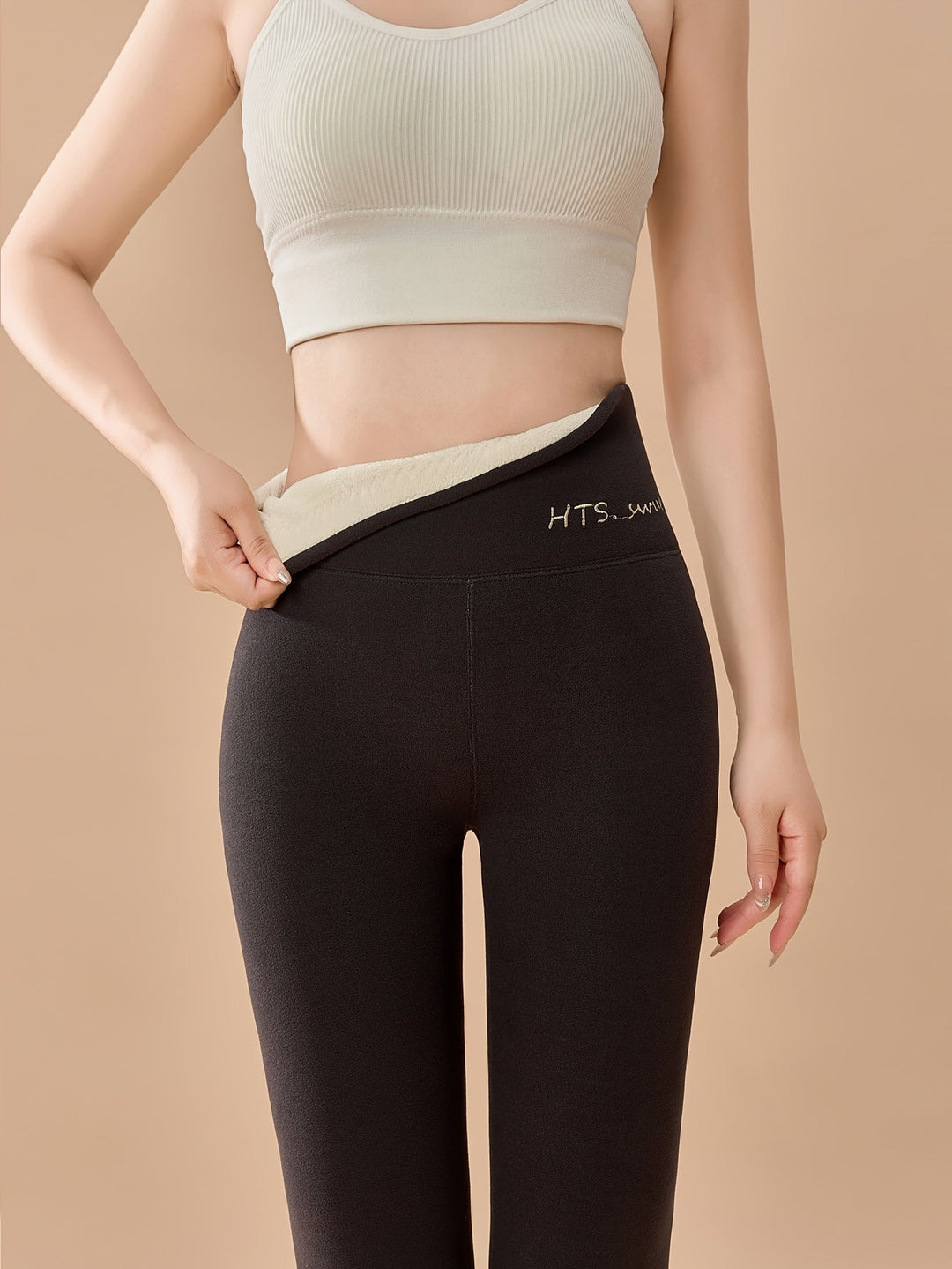 Heidi-Mode | Plüschgefütterte Thermo Skinny Leggings Warme, Elastische Strumpfhose