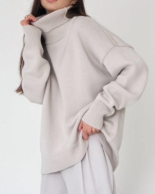 Heidi-Mode | Eleganter Oversized Damen Rollkragenpullover Aus Baumwolle