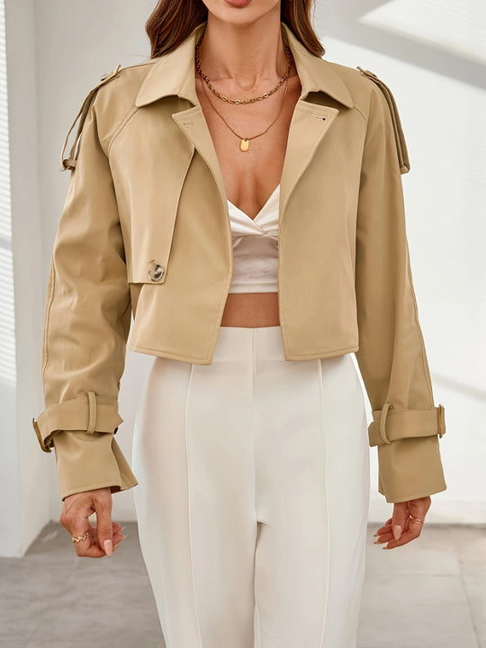 Heidi-Mode | Stylischer Khaki Cropped Trenchcoat - Bequem & Elegant