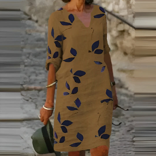 Heidi-Mode | Atemberaubendes Damen-Sommerkleid mit Blätterdruck