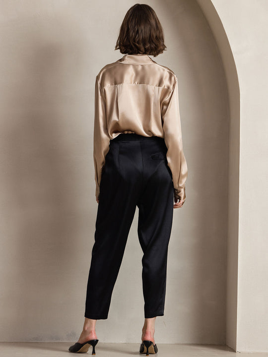 Heidi-Mode | Damen Seiden Basis Militär Revers Hemd