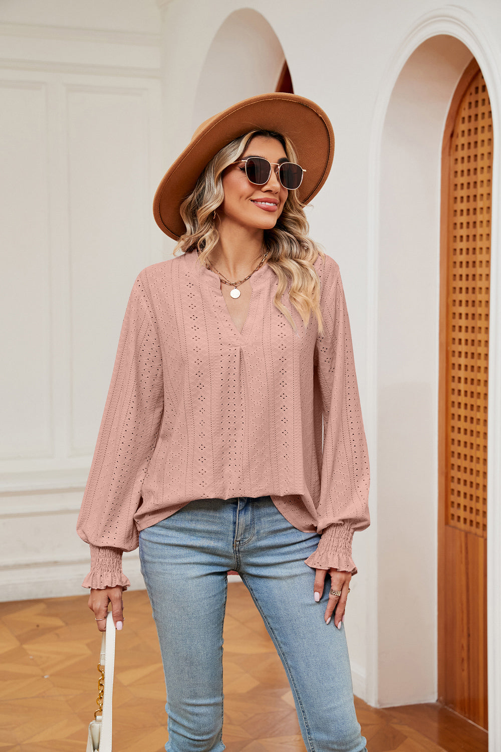 Heidi-Mode | Notchkragen Volant Ärmel Bluse