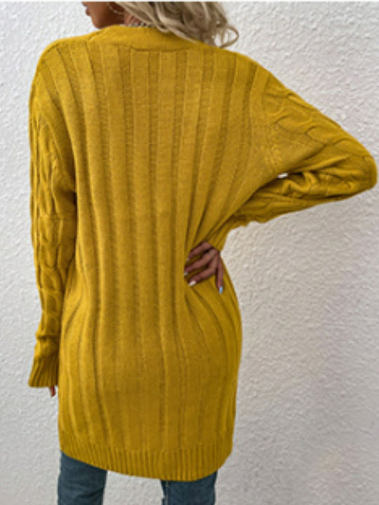 Heidi-Mode | Kabelstrick Knopfverschluss Cardigan mit Taschen