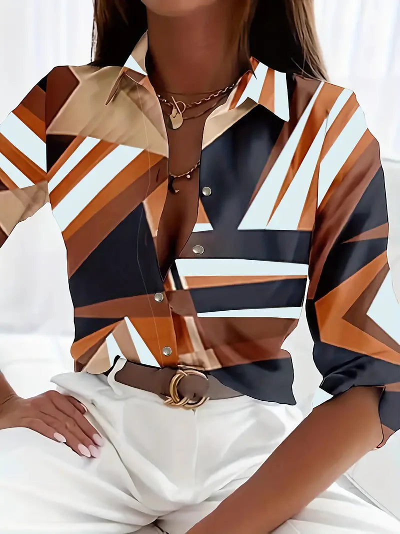 Heidi-Mode | Stilvolle Bluse mit Aufgedruckten Knöpfen