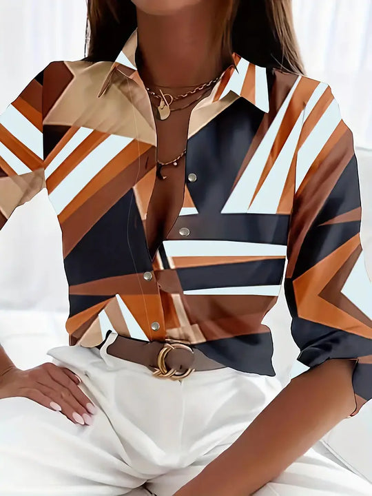 Heidi-Mode | Stilvolle Bluse mit Aufgedruckten Knöpfen