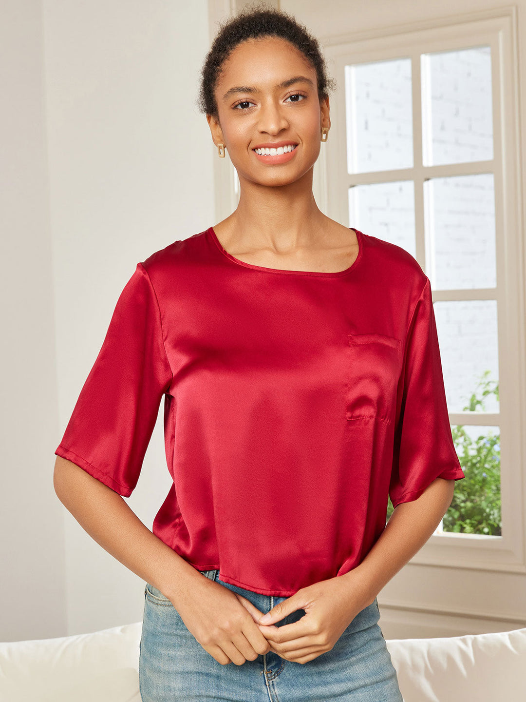 Heidi-Mode | 100% Seide Lässiges Damen T-Shirt