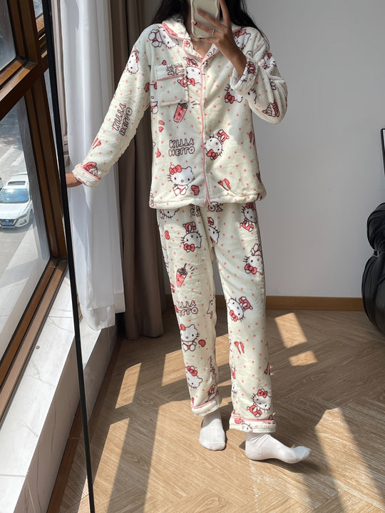 Heidi-Mode | Niedliches Hello Kitty Druck Pyjamaset