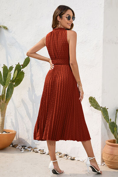 Heidi-Mode | Swiss Dot Schleifenhals Ärmelloses Kleid