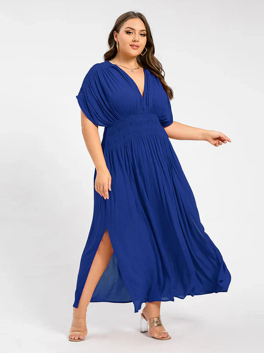 Heidi-Mode | Damen Chiffon Lang Kleid mit seitlichem Schlitz