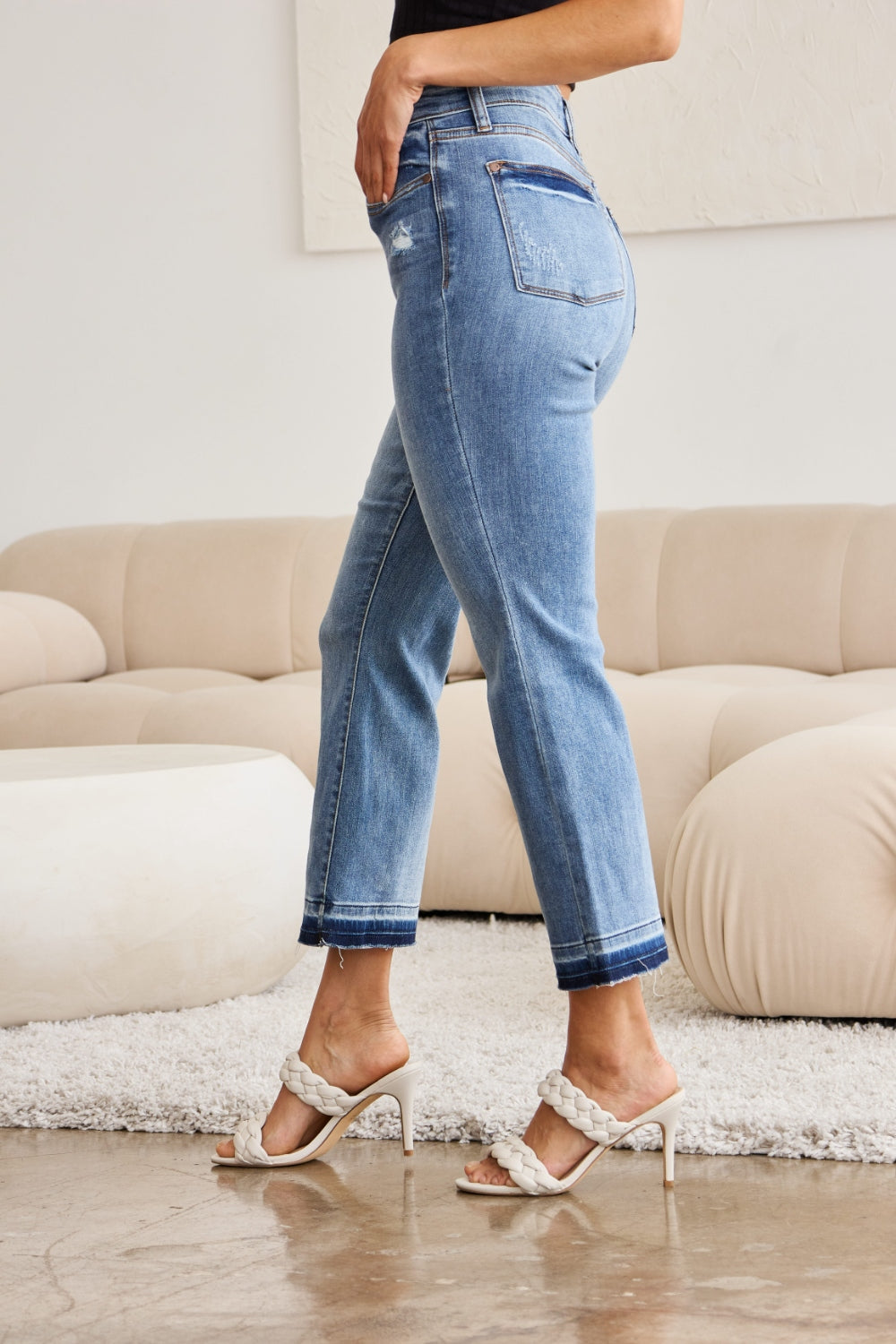 Heidi-Mode | Judy Blue Vollgröße Release Saum Cropped Bootcut Jeans