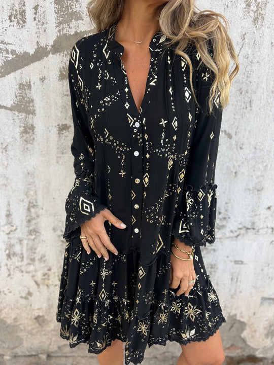 Heidi-Mode | Boho Metallic Hemdkleid