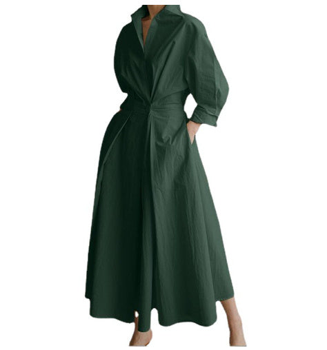 Heidi-Mode | Langärmliges Hemdkleid mit Elastischem Taillenbund