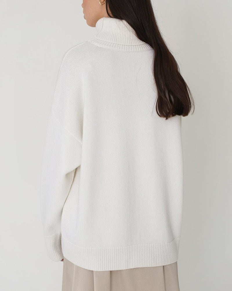 Heidi-Mode | Eleganter Oversized Damen Rollkragenpullover Aus Baumwolle