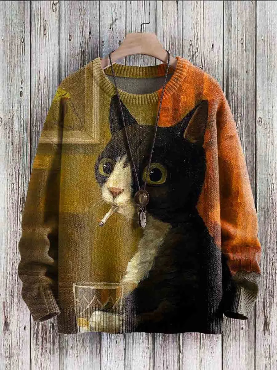 Heidi-Mode | Stijlvolle Sweater Met Kattenprint Voor Vrouwen