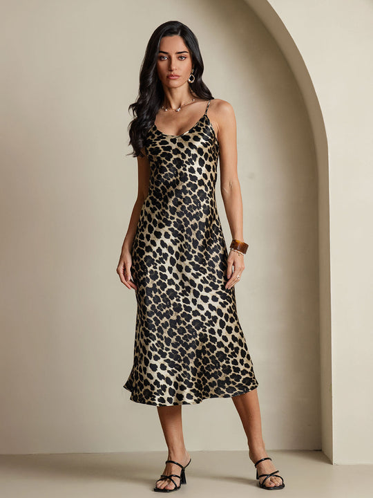 Heidi-Mode | Lange Seidenkleid mit Spaghetti-Träger
