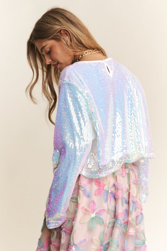 Heidi-Mode | J.Nna Pailletten Langarm Crop T-Shirt