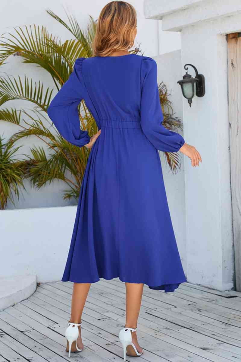 Heidi-Mode | Gedrehter Lange Ärmel Midi Kleid