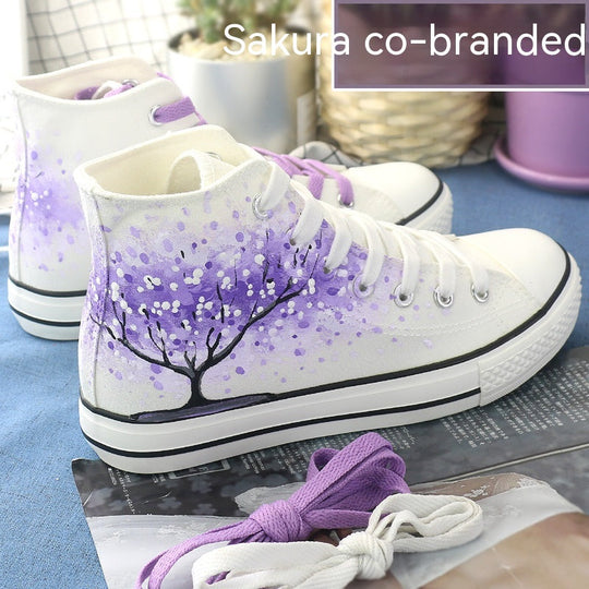 Heidi-Mode | Handgeschilderde hoge stof sneakers