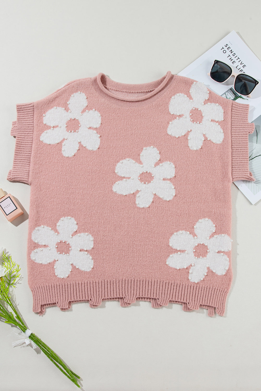 Perlenblume Distressed Edge Pullover T Shirt