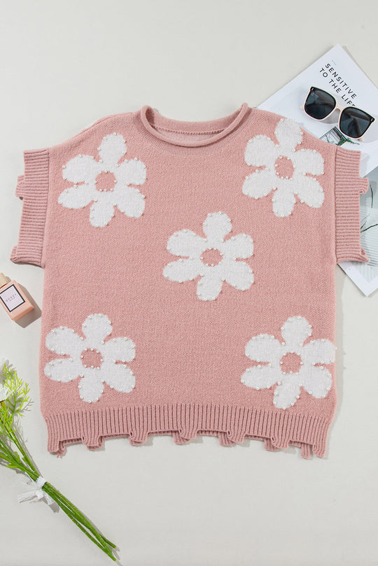 Perlenblume Distressed Edge Pullover T Shirt
