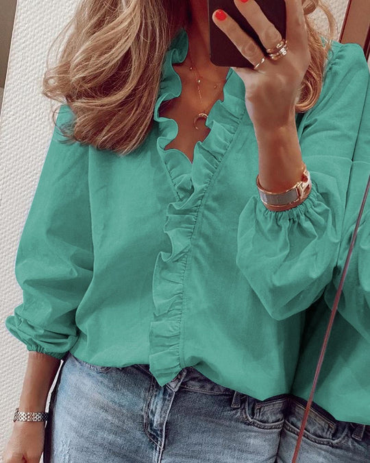 Heidi-Mode | Langarm-Rüschenshirt Bluse